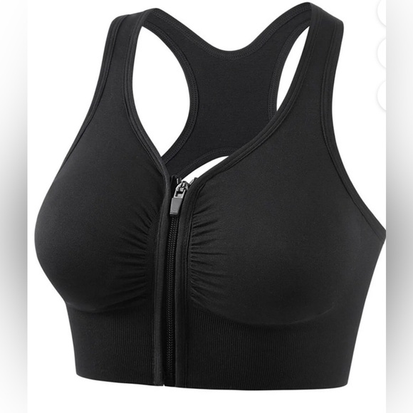 Other - Black Zipper Front Sports Bra- Sz Small